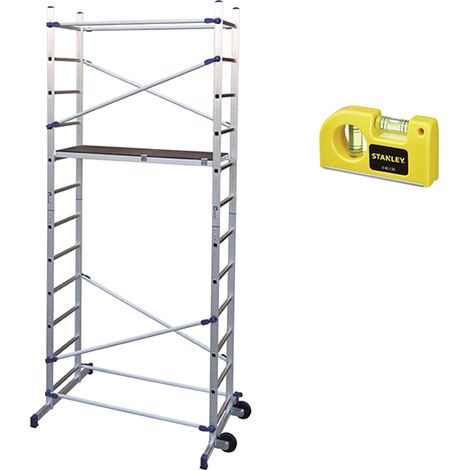 Echafaudage domestique : Hauteur de travail max 4.36m + Niveau à bulle de poche STANLEY - PN/CLI-NIVEAU (1/5)
