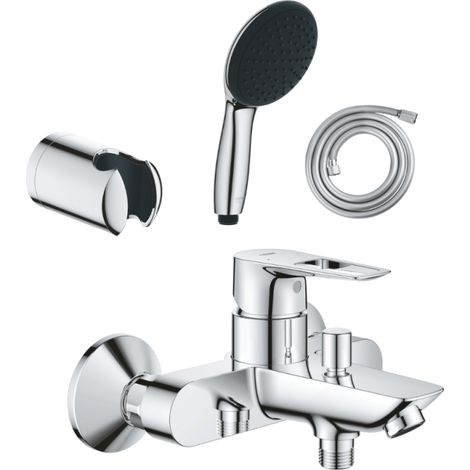 Pack mezclador mecánico GROHE Start Loop + teleducha GROHE Vitalio Start 110 2 jets + flexo 1750 mm y soporte