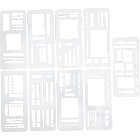 9-teiliges Set handgefertigter, flexibler und wiederverwendbarer Planer-Schablonen (5 mm Punktraster) für Notizbücher, Scrapbooking und Bastelarbeiten (1/5)