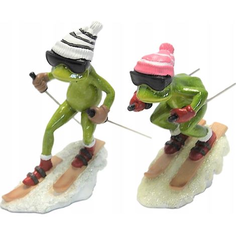 Dekorative Winterfigur eines Frosches auf Skiern – Lustiges Geschenk (1/5)