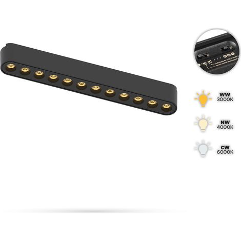 Faretto lineare Grille 12W T12 per binari SLIM TRACK e FiberFLEX, 24VDC, 3CCT, 3000K, 4000K, 6000K (1/5)