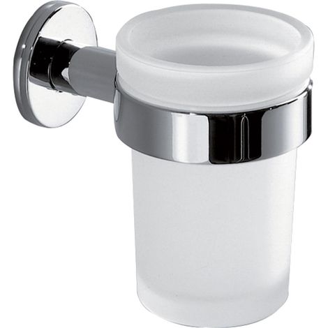 Inda - Touch Wand-Zahnbürstenhalter aus poliertem Chrom / satiniertem Glas