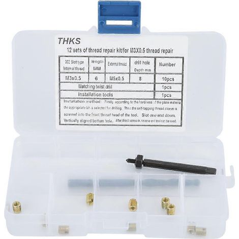 Kit de réparation de filetage 12 pièces M3 x 0,5 avec inserts filetés autotaraudeurs (1/4)