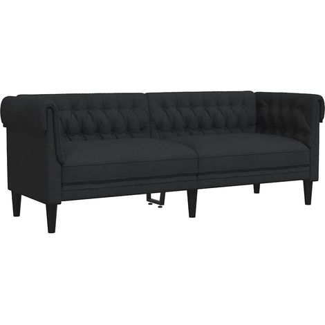 Canapé Sofa Chesterfield 3 places noir tissu