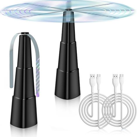 Repellente per mosche, 2 pezzi Repellente per mosche elettrico da tavolo, Ricaricabile tramite USB, Ultra Silenzioso e Portatile, Ventilatore repellente per zanzare per cene a casa, picnic, terrazze d (1/5)
