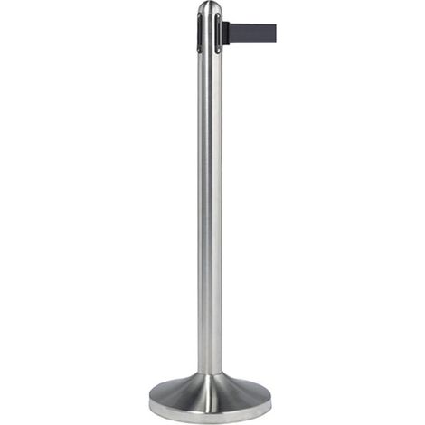 Kit Poteau à corde rétractable noire en nylon + socle - acier inoxydable - 100cm (corde210cm) - Securit (1/3)