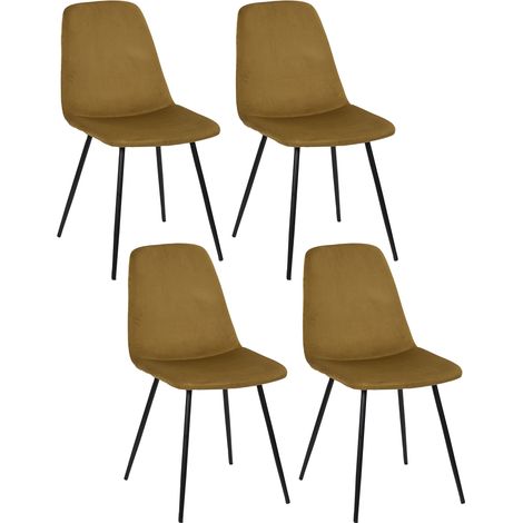 Lot de 4 Chaises - HOME DECO FACTORY - Gulia - Velours - Jaune (1/10)