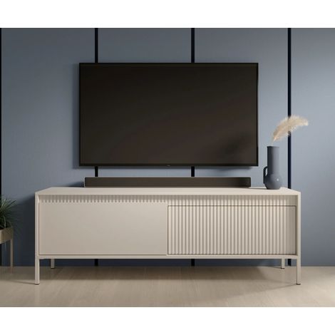 AX LIVING Lowboard Beige Trentinis TV Tisch 153,5cm modern geriffeltes