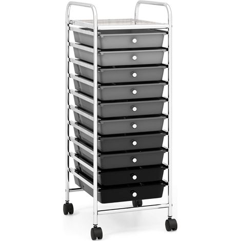 Pratico carrello portaoggetti con cassetti 33 x 37 x 86 cm design salvaspazio e ruote moderne in ferro grigio 200018559