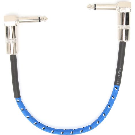 Câble d'effet pour guitare électrique 6.35mm avec double coude 90° et alimentation filaire Bleu (1/5)