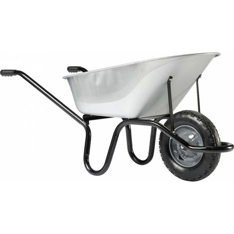Haemmerlin – Brouette de jardin 110L galva – Châssis CP2i noir ergonomique – Roue gonflée Ø 380 mm – Pour travaux de rénovation