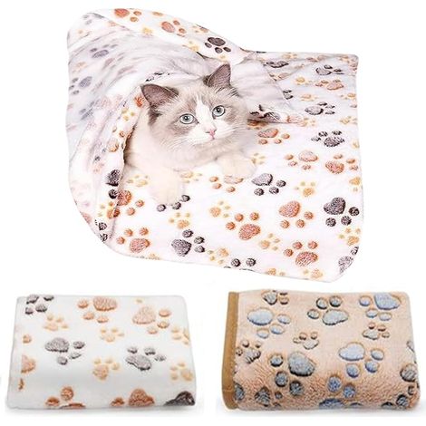 Lot de 2 (40 x 60 cm) tapis pour animaux de compagnie, doux et chauds pour animaux de compagnie, couverture moelleuse, lavable, pour chats, chiens (1/5)