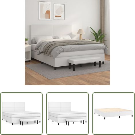Sommeil réparateur - Sommier à lattes de lit avec matelas Blanc 160x200cm Similicuir (1/5)
