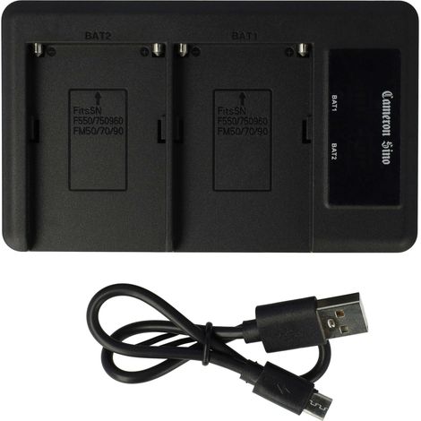 vhbw Dual Micro-USB + USB-C Ladegerät kompatibel mit Yongnuo YN-600LEDII CRI 95+ 5500K Kamera - Ladeschale + Micro-USB Kabel Ladeanzeige (1/5)