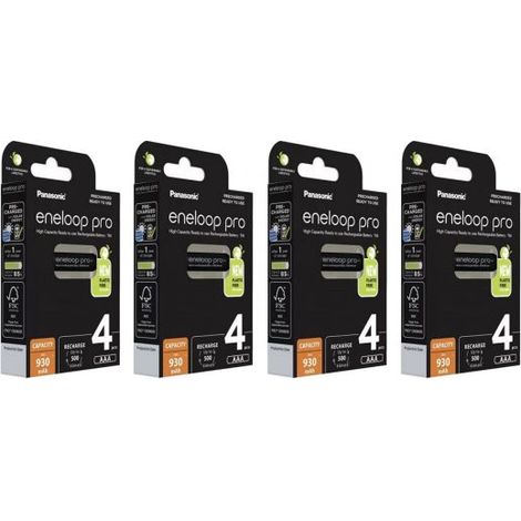 Panasonic Batterie Pile Ricaricabili 16 ministilo AAA Eneloop pro 900mAh BK-4HCDE/4BE - PA026