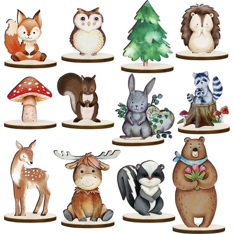 Deco Table Animaux de la Forêt,Decoration Table Bois,12 Pièces Decoration Tables Anniversaire,Figurine Animaux de la Foret,Animauxs de la Forets Decorations,Centre de Tables Animauxs de la Forets (1/5)