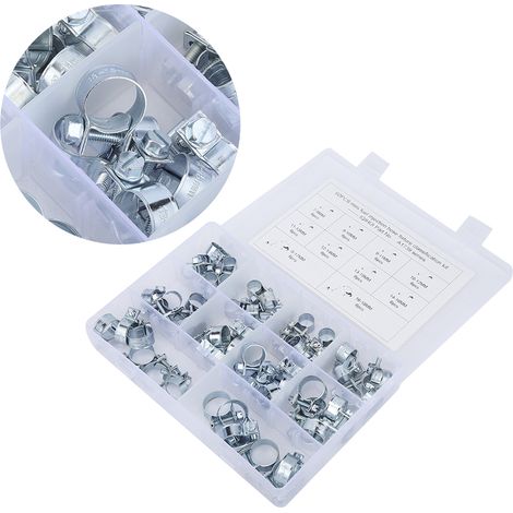Lot de 60 Colliers de Serrage Mini Galvanisés pour Tuyau de Carburant, Ligne Flexible, Tube, Accessoires Auto (1/5)