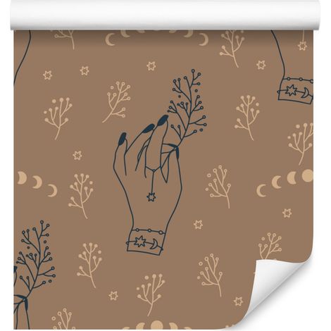 Papier peint à motif bohème orange et marron pour salon et chambre 50x1000 cm (1/5)