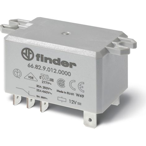 Relais de puissance 2NO 30A 24V DC patte de fixation Faston 250 AgSnO2 FINDER 668290244300