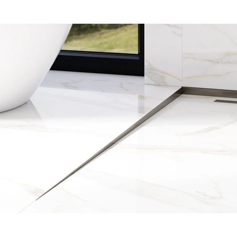 Ilcom LKL-Profil-Duschbodenfliesen, linke Seite geneigt  11mm x 1800mm x 40mm - Gunmetal