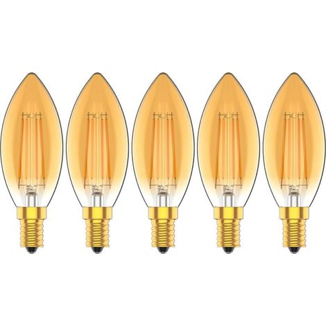 E14 4W LED Candle Bulbs, 30W Incandescent Equivalent, 2200K Warm White, 300LM, CRI80+, Small Screw Base, Chandelier LED Bulbs, Pack of 5