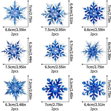 Décoration de Noël LED Flocons de neige Père Noël - Stickers muraux 3D stéréoscopiques - Emballage boîte carton - 18 stickers flocons de neige LED
