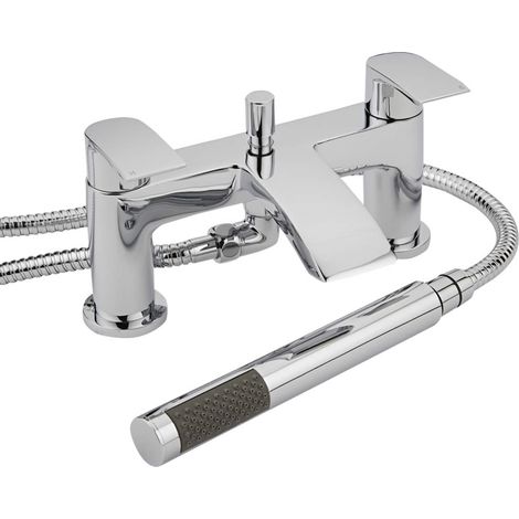 Hudson Reed – Mitigeur de baignoire laiton chrome – Installation sur gorge – Cartouche céramique – Douchette anticalcaire ABS – Garantie 10 ans