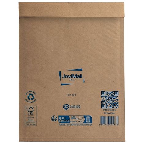 Pochette matelassée bulles Jovimail Plus kraft brun renforcé 240 x 330 - Carton de 100