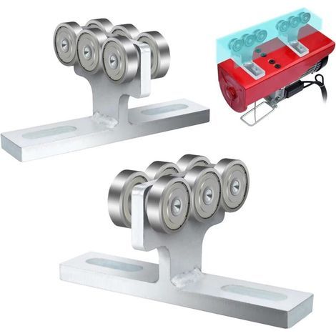 Chariot à roulettes pour installation de palan électrique à 6 roues, silencieux pour une utilisation avec 3,8 cm de large et tous les canaux de suspension de 3,8 cm ou plus grands (1/5)
