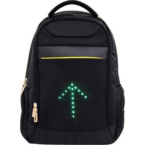Sac à Dos Vélo 20L Noir LEDWARNING © - 48 LEDs Directionnelles - Télécommande Amovible - Rechargeable USB-Ywey