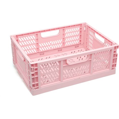 Boîte de rangement pliable rose Kiokids 40x30x15 (1/3)