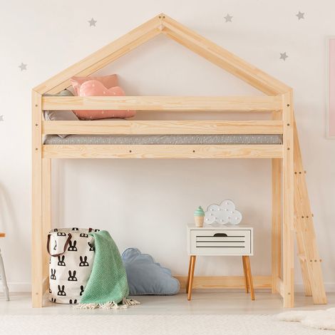 Cama cabaña de media altura 90x190 con somier Alix Madera (1/4)