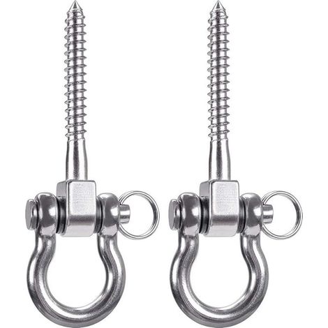 2 Pièces 250KG Capacité Acier Inoxydable Crochet De Plafond, Suspension Trainer Kit de Suspension pour Chaise accrochante, Lampe accrochante, hamac, Sac de Boxe, entraîneur de Bride (1/5)
