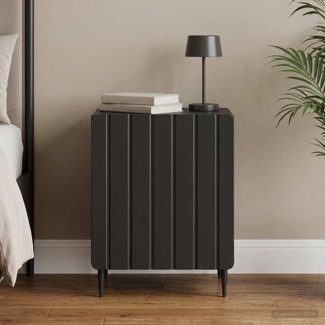 vidaXL Bedside Cabinet Black 43 x 34.5 x 52 cm Engineered Wood (1/5)