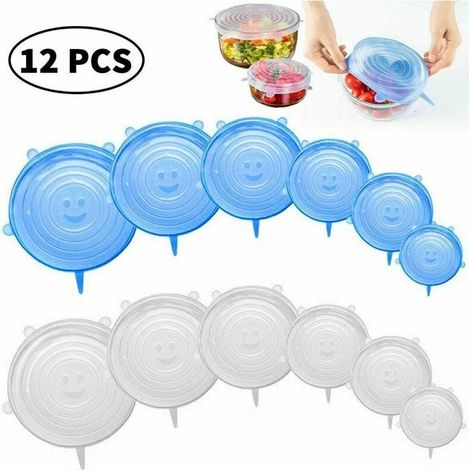 Couvercles en silicone extensibles, 12 couvercles en silicone de tailles différentes Couvercles extensibles en silicone avec LFGB, couvercle extensible sûr et sain pour conserver la fraîcheur des bols (1/5)