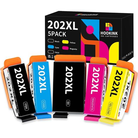 202XL Cartouches d'encre Compatibles pour Epson 202XL 202 XL Remplacement pour Expression Premium XP-6000 XP-6005 XP-6100 XP-6105 XP6000 XP6005 XP6100 XP6105 (Lot de 5) (1/5)