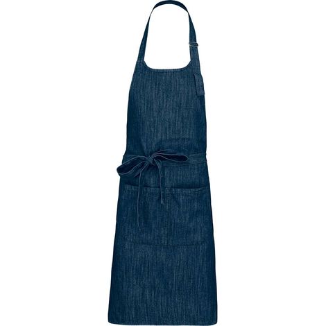 Tablier denim polycoton avec poche et tour de cou réglable (1/2)