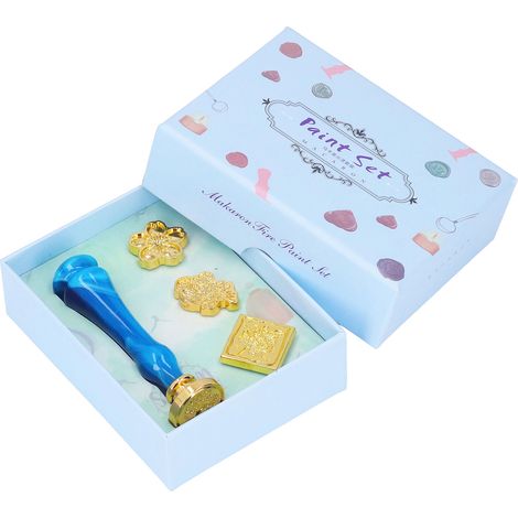 Jeu de 4 tampons en cire à cacheter bleu étoilé, motif rétro, empreinte nette, pose facile, kit polyvalent pour lettres et décorations. (1/5)