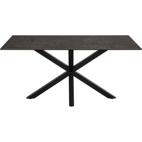 Table à manger 6 personnes en céramique et métal - Noir - EURAME (1/5)