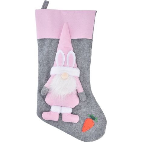 Chaussettes de Noël Gnome Pâques, décoration suspendue grise pour fête, sac cadeau mignon pour famille et enfants. (1/5)