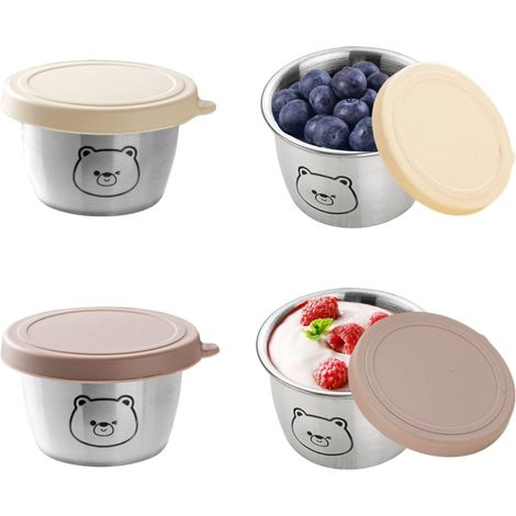 4 pequeños recipientes de plástico de 70 ml con tapa, para aderezo de ensalada y ensalada, aptos para microondas y congelador.
