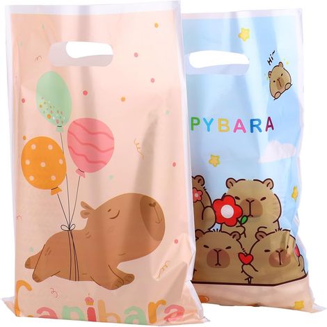 50pcs Sacs Cadeau Capybara, Mignons Sacs Faveur Fête Capybara avec Anse Plastique Fournitures Fête à Thème Animal pour Bonbons Snacks Anniversaire Baby Shower Événements Spéciaux (2 Styles) (1/5)