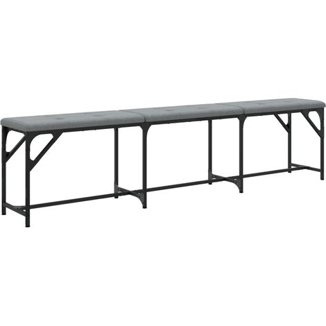 vidaXL Esstischbank grau 186x32x45 cm aus Stahl und Stoff
