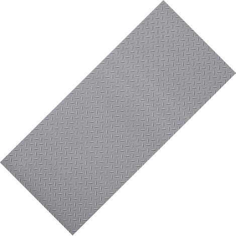 Rouleau de sol pour garage, 2,28 x 5,2 m, tapis de sol épais en PVC 2,2 mm, motif diamant antidérapant, facile à nettoyer, avec ruban adhésif double face, gris argenté. (1/5)