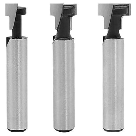mm Shank T-Slot Cutter Router Bit Set 3 Pieces Cutter Shank Cutter Router 5/16 Inch, 3/8 Inch & 1/2 Inch T Impact Cutter Tools for Wood Woodworking (1/5)