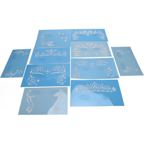 Pochoir Maquillage Visage 10 Feuilles PET pour Halloween et Fêtes - Modèles de Peinture Faciale pour Spectacles (1/5)