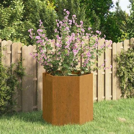 Bac à fleurs - Jardinière pour extérieur/intérieur jardin terrasse balcon - Gris 40x40x45 cm Acier corten Chic-671312 (1/5)