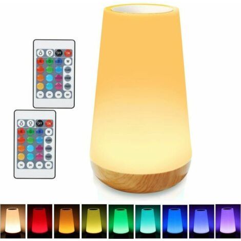 Veilleuse LED, Lampe de Chevet Multicolore à 360°, Lampe Nuit Rechargeable avec Toucher Luminosité Ajustable Télécommande pour chambre à coucher, chambre d'enfant, et salon (1/5)