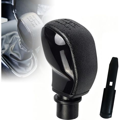 Pommeau de Vitesse pour Peugeot 206 207 208 301 307 308 408 508 2008 3008 Citroen C2 C3 C4 C5 C-Elysee avec 1 adaptateur de montage, Pommeau de Levier de Vitesse, 5 vitesses Noir (1/5)