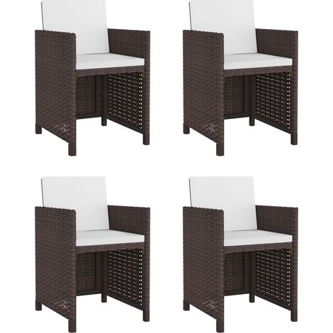 5-teiliges Gartenset mit Polstern Rattan Braun